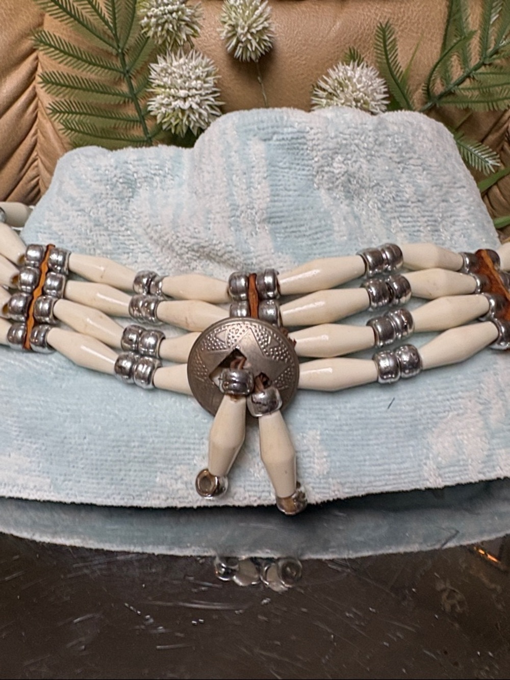 Native Ivory CHOKER Beaded Multi-Strand  with Conch styling!  Original Replica!
